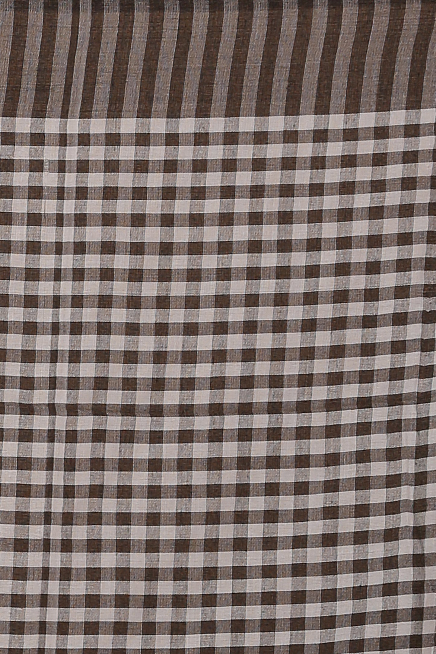 Cotton Check Saree With Blouse Piece (White Black)