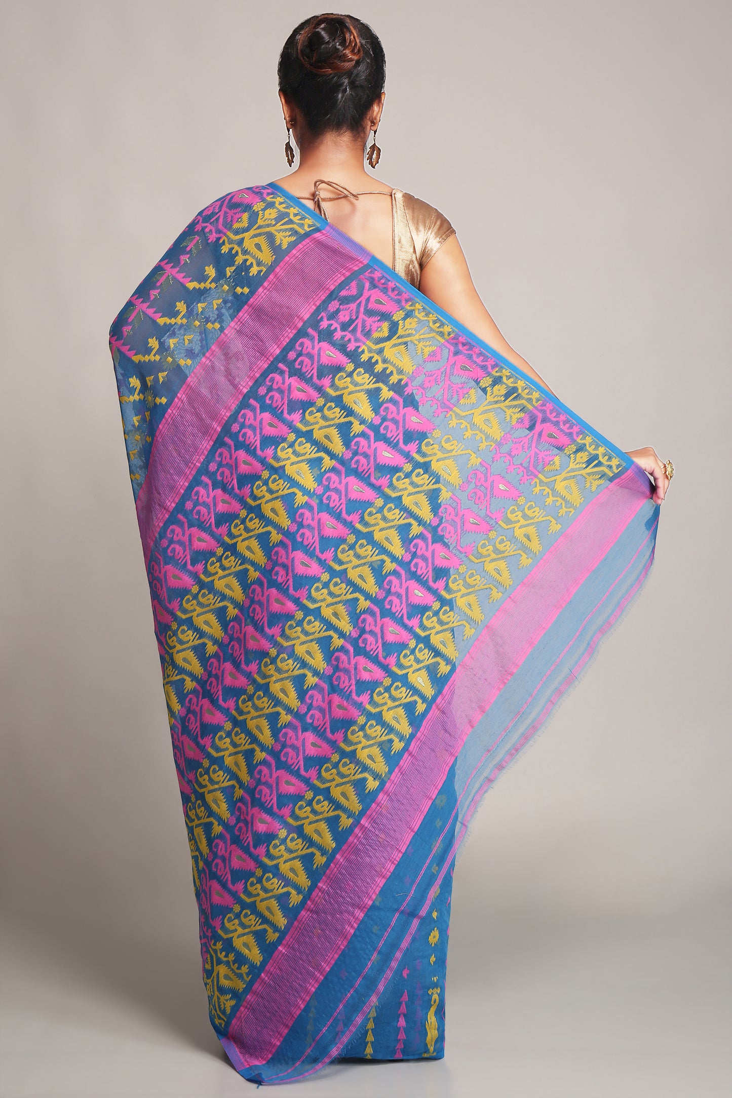 Cotton Silk Dhakai Soft Sky Pink Jamdani Sarees