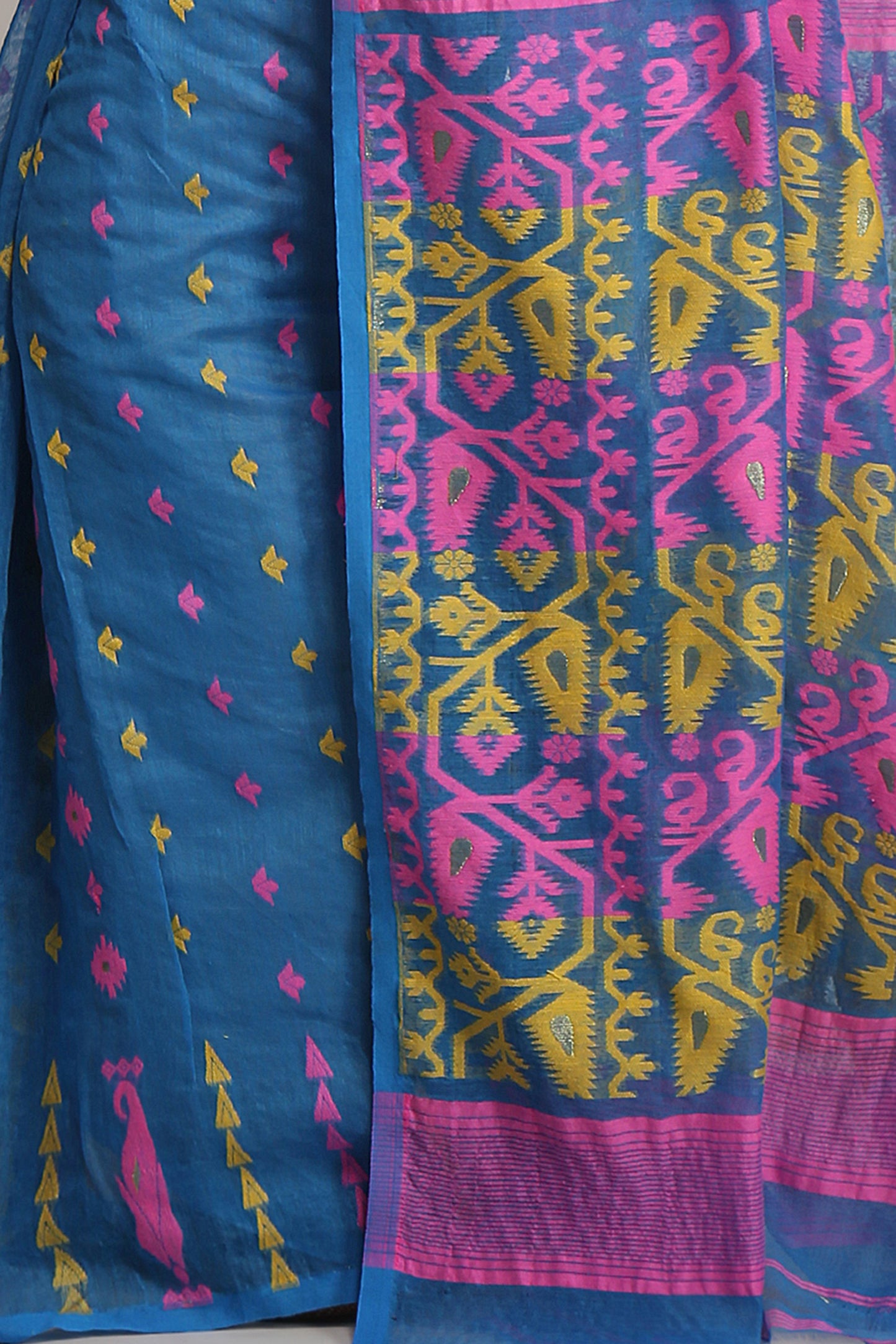 Cotton Silk Dhakai Soft Sky Pink Jamdani Sarees