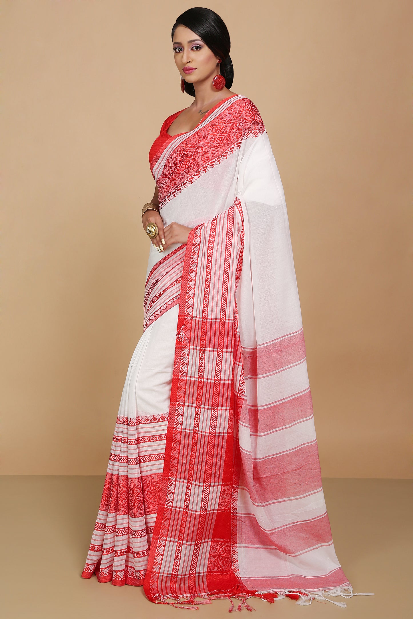 mahapar cotton saree (White)