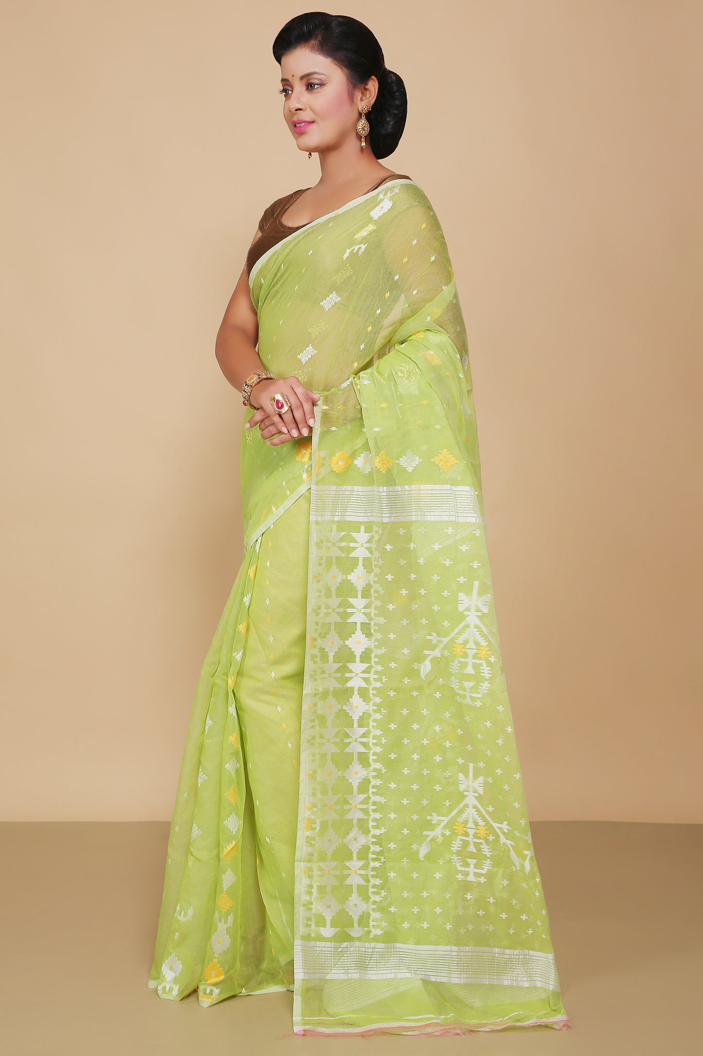 Mina work dhakai jamdani saree (Green)