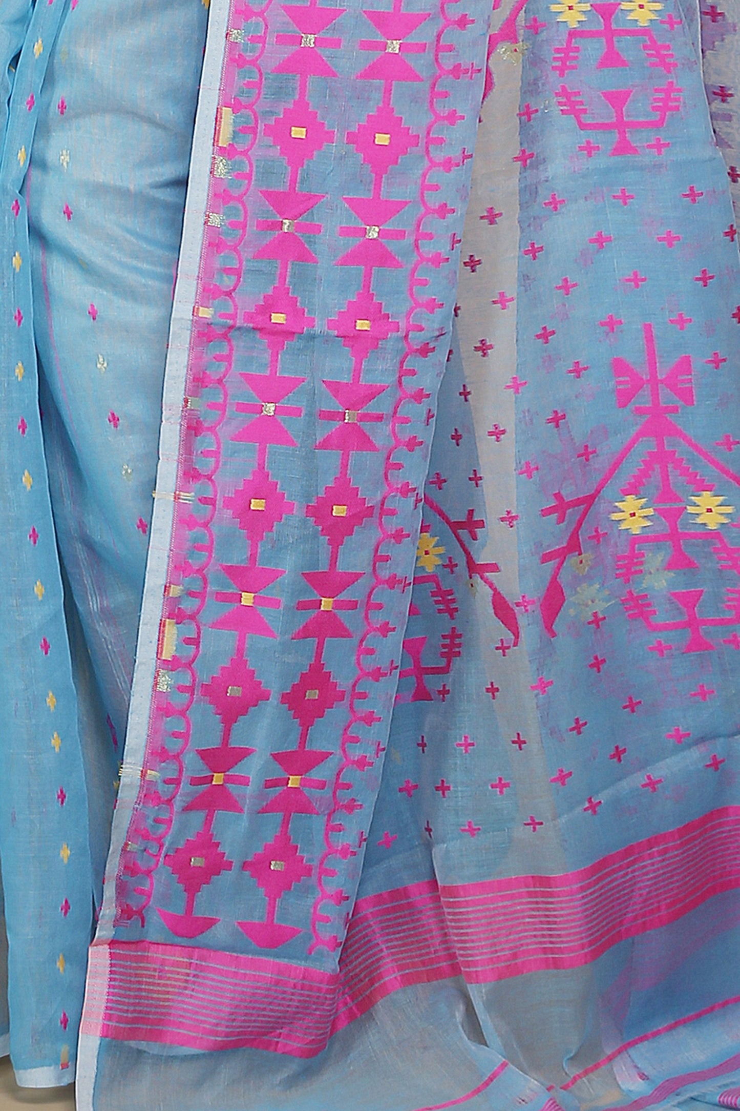 Mina work dhakai jamdani saree (Sky)