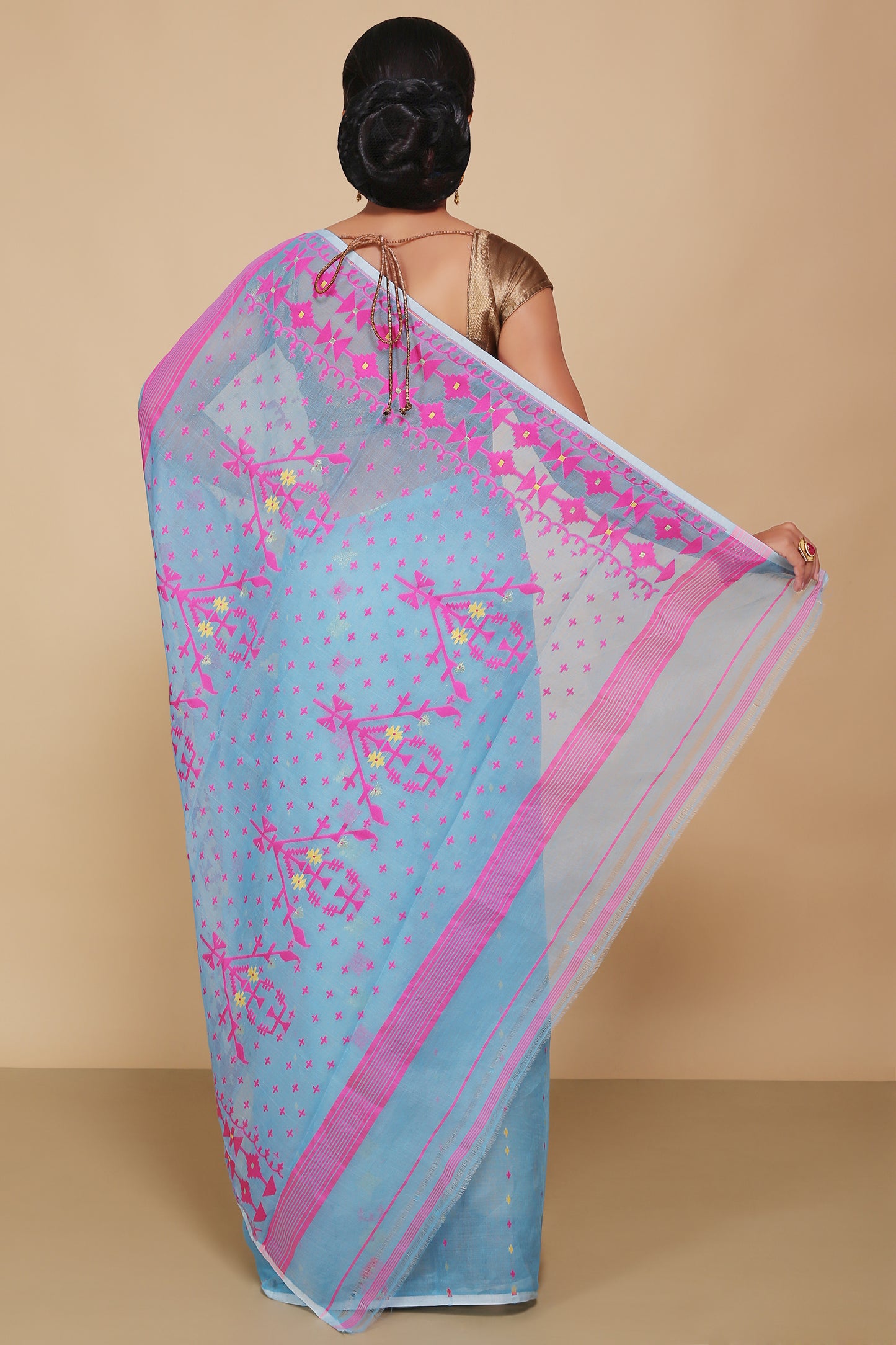 Mina work dhakai jamdani saree (Sky)