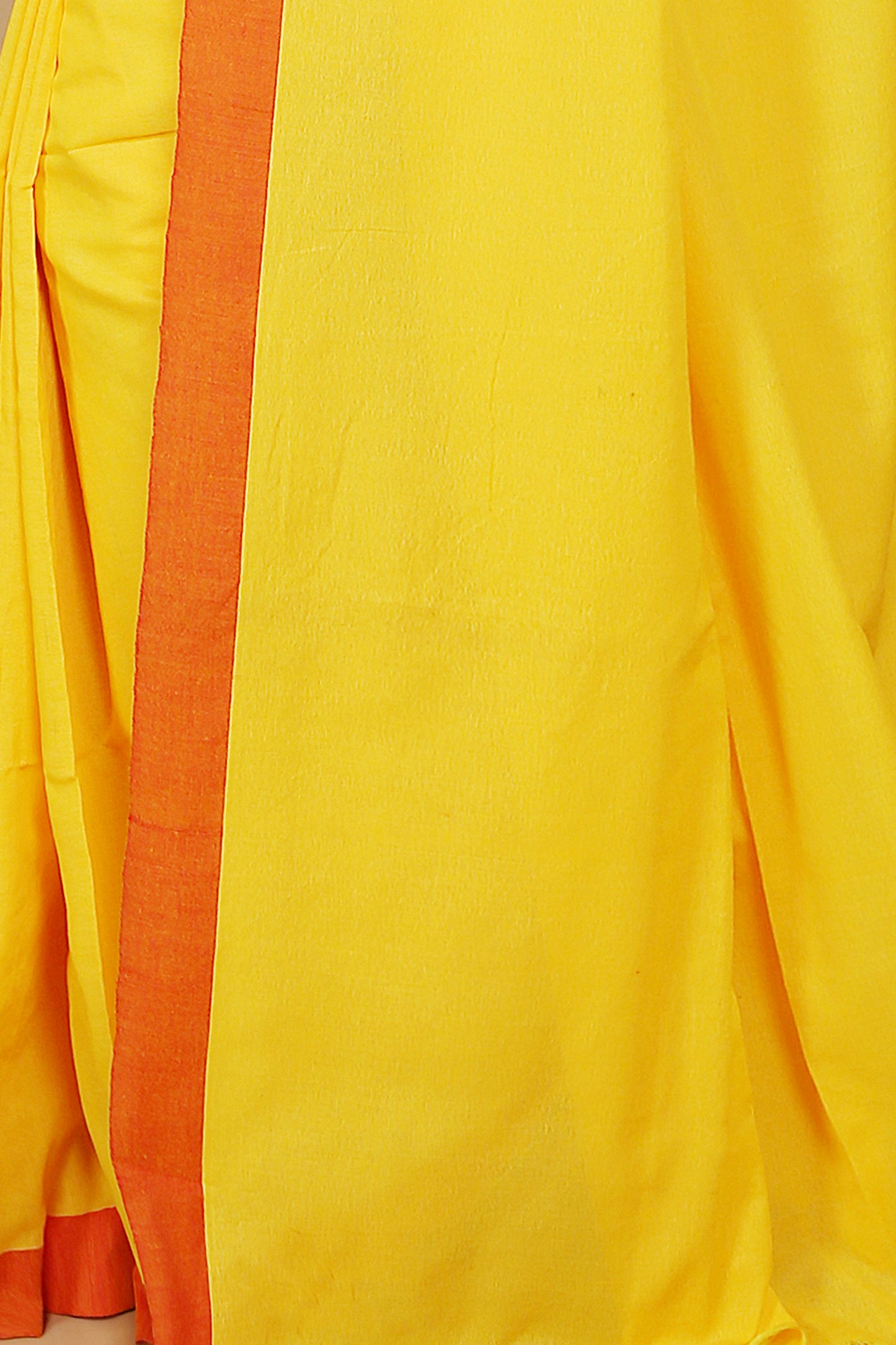 Handloom Cotton Border molmol Saree With Blouse Piece (Yellow)