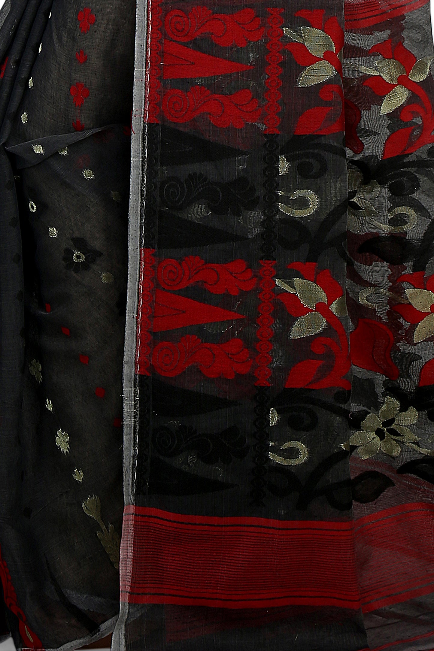 Exclusive Soft Dhakai Padma Pata Jamdani Sarees (Black)