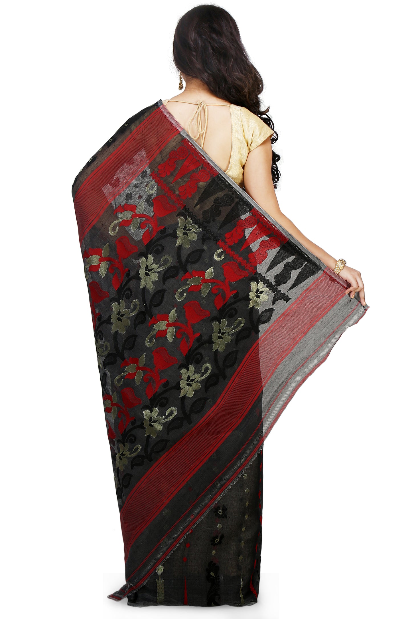 Exclusive Soft Dhakai Padma Pata Jamdani Sarees (Black)